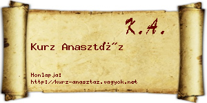 Kurz Anasztáz névjegykártya